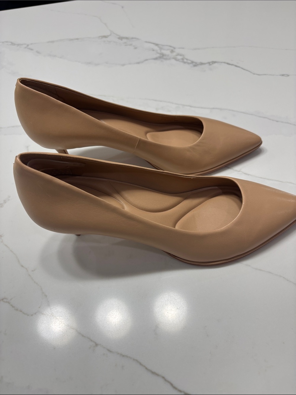 ANTONIO MELANI Beige Pointed-Toe Kitten Heel Pumps - Picture 6 of 14